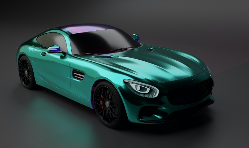 CAD render of green sports car